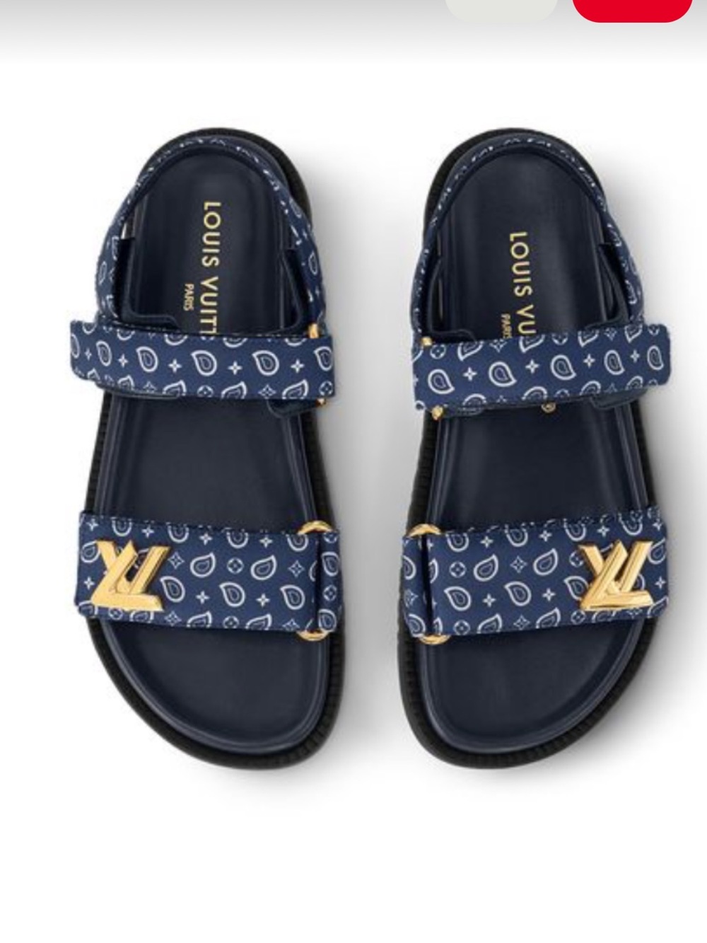 Louis Vuitton Sunset Monogram Canvas Sandals with Gold LV Accent Sz 39.5